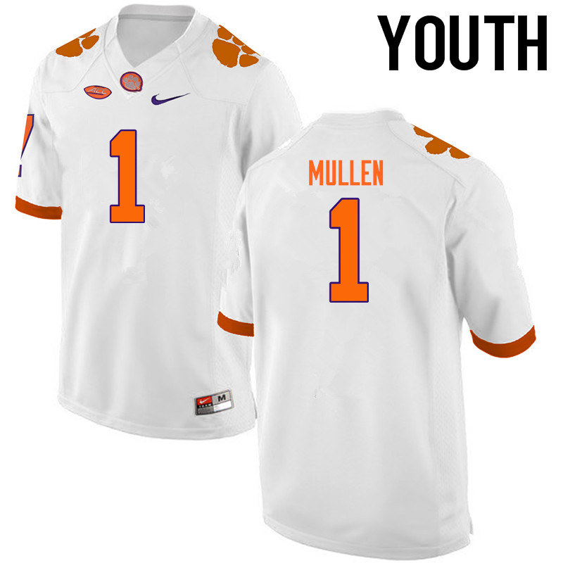 Youth Clemson Tigers #1 Trayvon Mullen College Football Jerseys-White